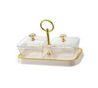 perfk Bandeja para Servir Dividida, Plato para Secos, Resistente al Polvo, para almacenar Alimentos, compacta, para, Secos, Aperitivos, Bandeja Blanca, 2 Compartimentos