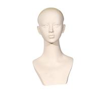 perfk Cabeza de maniquí femenino con soporte para peluca en los hombros, soporte liso para peluca en parte superior del cuerpo, ideal para sombreros, Sin Maquillaje