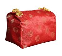 perfk Caja de almacenamiento de cosméticos caja de almacenamiento de alimentos único fácil de llenar paño festivo atmósfera tejido caja cubierta multi, Rojo