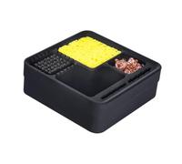 perfk Caja de recolección de escoria de estaño Limpiador de puntas de soldadura Esponja de soldadura Soporte para soldador Soporte para estaño Bandeja de, Negro