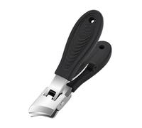 perfk Cortaúñas inclinadas, cortador de uñas con apertura ancha de mandíbula, cortaúñas antisalpicaduras, cortaúñas curvas para uñas gruesas, L Black