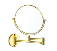 perfk Espejo de Maquillaje de Doble Cara Montado en La Pared con Aumento 1x/3x, Espejo de Doble Cara de ángulo Ajustable para Tocador de Baño, Dorado