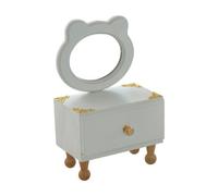 perfk Espejo de Maquillaje de Escritorio con cajón, Elegante Caja de Madera para Guardar cosméticos, Organizador para Dormitorio y encimera, Espejo con Forma de Oso
