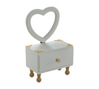 perfk Espejo de Maquillaje de Escritorio con cajón, Elegante Caja de Madera para Guardar cosméticos, Organizador para Dormitorio y encimera, Espejo en Forma de Corazón