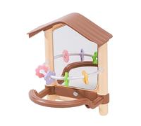 perfk Espejo para pájaros, Juguetes interactivos Decorativos para Entrenamiento de pájaros, Juguete masticable para Loros con Percha para agapornis, MarrÓn