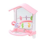 perfk Espejo para pájaros, Juguetes interactivos Decorativos para Entrenamiento de pájaros, Juguete masticable para Loros con Percha para agapornis, Rosa