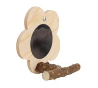 perfk Espejo para pájaros pequeños, Columpio para Loros, Perchas de Madera para periquitos, Juguetes interactivos con Forma de Flor para pequeños periquitos
