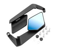 perfk Espejos retrovisores genéricos para motocicleta, espejo lateral tipo de viento, accesorios elegantes, fácil instción, ángulo de visión amplio, Azul Negro