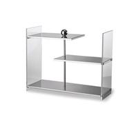 perfk Estante Expositor Escalonado con Repisas Organizador de Mostrador Almacenamiento Multifuncional Marco de Acero Inoxidable Apto para Cocina Sala de Estar Oficina Decoración, Plateado