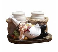 perfk Figurilla Chef Resina Soporte Pequeño Especiero Figura Panadero Recipiente Condimentos Decoración Hogar Adecuada para Obsequiar Comedor Uso Profesional Culinario, Chef Dormido