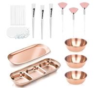 perfk Juego de 23 para mezclar mascarillas faciales, kit de herramientas para mezclar mascarillas, esponja facial comprimida, Oro Rosa
