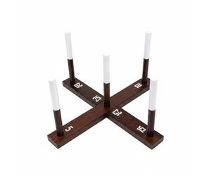 perfk Juego de Lanzamiento de Aros con Estructura Sólida Aros de Cuerda Gruesa Punteros Numerados y Aspecto Envejecido Adecuado para Familiares y Actividades al Aire Libre