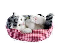 perfk Juguete de Mascota Interactivo Relleno de Gato compañero Gato Mini en Almohadilla de Mascota Lindo Escritorio de Regalo decoración de los, Gato Gris