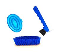 perfk Kit de Aseo para Caballos de 3 Piezas, Cepillo Profesional para Cascos, Cepillo para el baño, para de Piel y para Jinetes, Azul