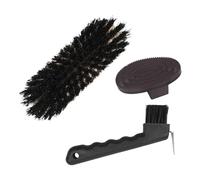 perfk Kit de Aseo para Caballos de 3 Piezas, Cepillo Profesional para Cascos, Cepillo para el baño, para de Piel y para Jinetes, Negro