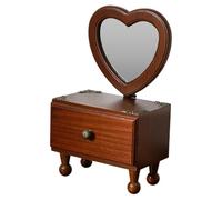 perfk Mapeante de la Mesa Vocador de tocador Espejo de Escritorio de Madera portátil Pequeño Espejo Mirador de tocador para niñas Mujeres de Regalo de, Corazón
