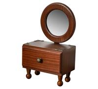 perfk Mapeante de la Mesa Vocador de tocador Espejo de Escritorio de Madera portátil Pequeño Espejo Mirador de tocador para niñas Mujeres de Regalo de, Redondo