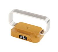 perfk Mini lámpara de mesa, luz de noche, lámpara de mesita de noche, regalo, lámpara de noche, soporte para teléfono, adorno para chimenea, oficina, con Reloj