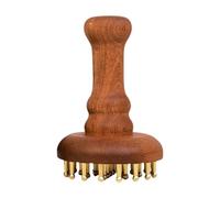 perfk Peine de masaje de madera, cepillo de bolsillo compacto, para uso doméstico, para mujeres y hombres, con dientes de latón para vientre,