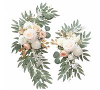 perfk Ramo Simulado Arreglo Floral Artificial Guirnalda Centro de Mesa Decoración de Boda con Artesanía Detallada y Tinte Avanzado Adecuado para Ceremonias Escaleras de, Rosa