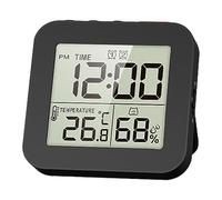 perfk Reloj de baño Digital Temporizador de Ducha con Alarma, Relojes Impermeables para baño, Relojes de Cocina, Higrómetro Reloj de Pared, Negro
