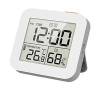 perfk Reloj de baño Digital Temporizador de Ducha con Alarma, Relojes Impermeables para baño, Relojes de Cocina, Higrómetro Reloj de Pared, Blanco