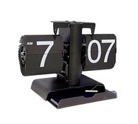 perfk Reloj de Escritorio abatible, Reloj de Mesa mecánico Digital, Reloj automático de página para Hotel, cafetería y Dormitorio, Negro Completo