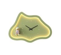 perfk Reloj de pared con luz nocturna, montaje en pared, minimalista, creativo, para interiores, con forma de, para decoración de oficina, dormitorio y, VERDE