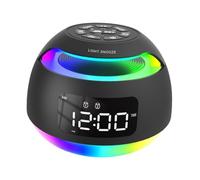 perfk Reloj Despertador Digital con Altavoz, LED, Reloj de Escritorio, función de repetición, regulador de Intensidad de 12/24 Horas, con Dos alarmas para, Negro