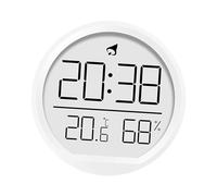 perfk Reloj Despertador Digital Reloj de Pared Redondo 7,4 cm con batería Multiusos 12/24H silencioso sin Tic-TAC para Oficina Cocina portátil, Blanco
