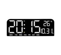 perfk Reloj Digital LED Grande con Fecha, Semana, Temperatura, Montaje en Pared, Temporizador de Cuenta Regresiva Enorme, Alarma Fuerte para Decorar la, Blanco