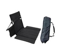 perfk Silla de Piso, Asiento de Playa, Tumbona Plegable portátil con Respaldo para Piscina, césped, Senderismo, Picnic, Patio, Negro