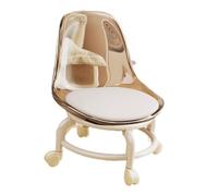 perfk Taburete con Ruedas, Taburete para Cambiar Zapatos, Multiusos, con Respaldo, Taburete para pedicura, Taburete con polea para Oficina, salón, Cocina, MARRÓN