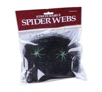 perfk Telaraña súper práctica, telarañas súper elásticas, Decoraciones de telarañas de Halloween, telaraña elástica para decoración al Aire Libre, Negro