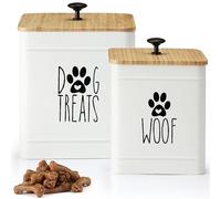 PerfNIQUE Contenedor de golosinas para perros, con 2 tapas herméticas, encimera de cocina y contenedor de tratamiento para mascotas, 7,8 x 6,2 y 7,3 x 5,5 (blanco)