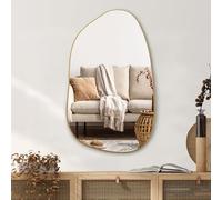 PERFNIQUE Espejo de pared asimétrico irregular, 85 cm x 52 cm, espejo dorado moderno, decoración de pared vintage bohemia para baño, dormitorio, sala de estar, entrada, chimenea, montado en la pared