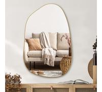 PERFNIQUE Espejo de pared irregular asimétrico, 40 x 26 pulgadas, espejo dorado para baño, dormitorio, sala de estar, entrada, decoración moderna de pared, montado en la pared (dorado, 40 x 26