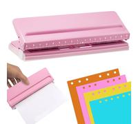 Perforador ajustable de 6 agujeros, perforador metálico de anillas, A5 A6 A7 con 6 anillas con marca de posicionamiento, perforador ajustable de distancias para planificador diario, personal, agenda