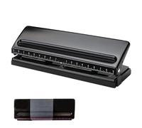 Perforadora 6 Agujero, Perforadora Manual de Portátil, Espaciado Ajustable Taladradora Metal, Taladradora de Escritorio, Capacidad de Perforación de 6 Hojas, para A3, A4, A5, B3, B4, B5, Negro