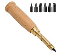 Perforadora automática de 6 piezas, perforadora de papel, perforadora de piel, para costura, para manualidades, cuero, artesanía y papel, mango de madera (1,5 mm, 2 mm, 2,5 mm, 3 mm, 3,5 mm, 4 mm)