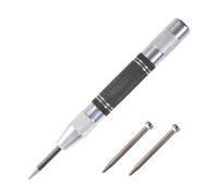 Perforadora central automática, herramienta de taladro de acero de alto carbono con resorte ajustable con 2 agujas de repuesto, juego de 3 piezas para metal, madera y plástico