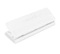 Perforadora de 6 agujeros, manual en 3 colores, perforadora de papel con espacio ajustable, ajuste deslizante de la distancia entre los agujeros con base antideslizante para sumini (Blanca)