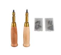 Perforadora de Cuero con 12 Punzones Intercambiables, Tratamiento de Endurecimiento por Calor, Herramienta para Artesanía DIY - Bajo Ruido, Material de Latón y Madera, Uso Versát