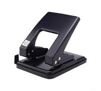 Perforadora de doble agujero de metal para papel A4, 6 mm de diámetro, 12 mm de profundidad, hasta 40 hojas de capacidad, con regla integrada y colección de chatarra inferior, color negro
