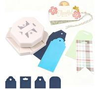 Perforadora de etiquetas 4 en 1 para manualidades de papel, perforadora de etiquetas de regalo 2026, perforadora de esquina de etiquetas de 4 cm/3 cm/2 cm para manualidades, 4 formas, tarjetas