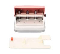 Perforadora de mano rosa de 3 orificios, perforadora para hojas sueltas con capacidad para 5 hojas, cuerpo de metal esmaltado al horno, espaciado de orificios de 19 mm para