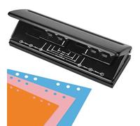 Perforadora de Papel 6 Agujeros, Perforadora de 6 Agujeros de Metal Ajustable, Perforadora Negra de Escritorio, para Cuaderno A4 A5 B5 Álbum de Recortes,para Escuela y Oficina