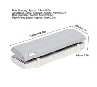 Perforadora de papel de 6 agujeros, perforadora de papel de hojas sueltas, espacio central ajustable para papel A4 A5 B5 A6 A7, capacidad de 10 hojas con regla de posicionamiento