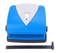 Perforadora de papel manual ajustable con regla de posicionamiento para oficina, escuela, papelería, encuadernación, plástico ABS, material de hierro, 7,5 x 8,8 x 11 cm (Azul)