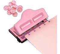 Perforadora de setas, ajustable con 4 agujeros, perforadora de agujeros con 11 discos para encuadernación, planificadores felices, troquelar tu propio papel, cuadernos (rosa)